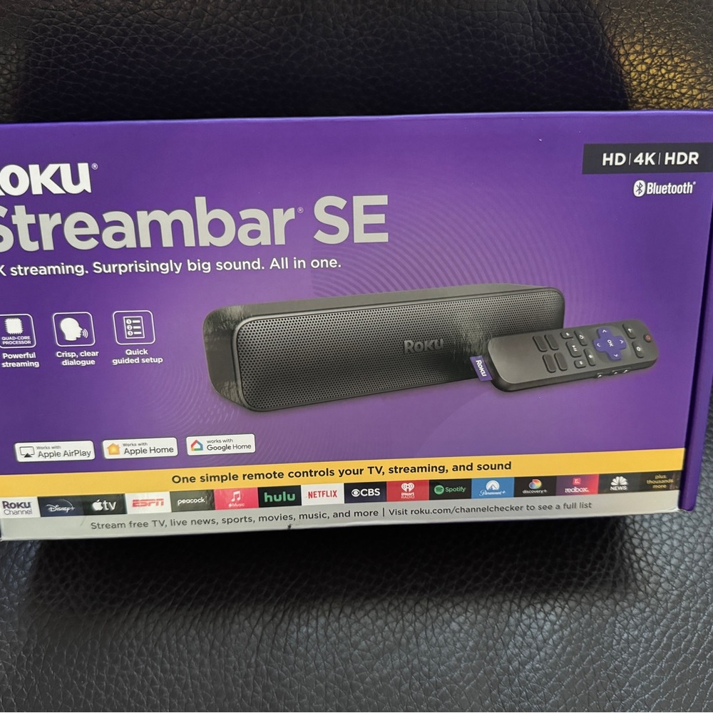 Roku Streambar SE with Remote in Black and Purple